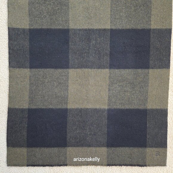 NWOT Banana Republic Wool Scarf Reversible Checks Black & Green Thick - Picture 6 of 13